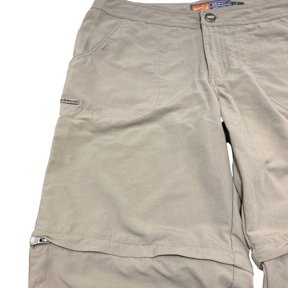 Merrell Pants Womens 8 Taupe Beige Hiking UPF50+ Opti Wick Convertible & Pockets - Picture 5 of 11